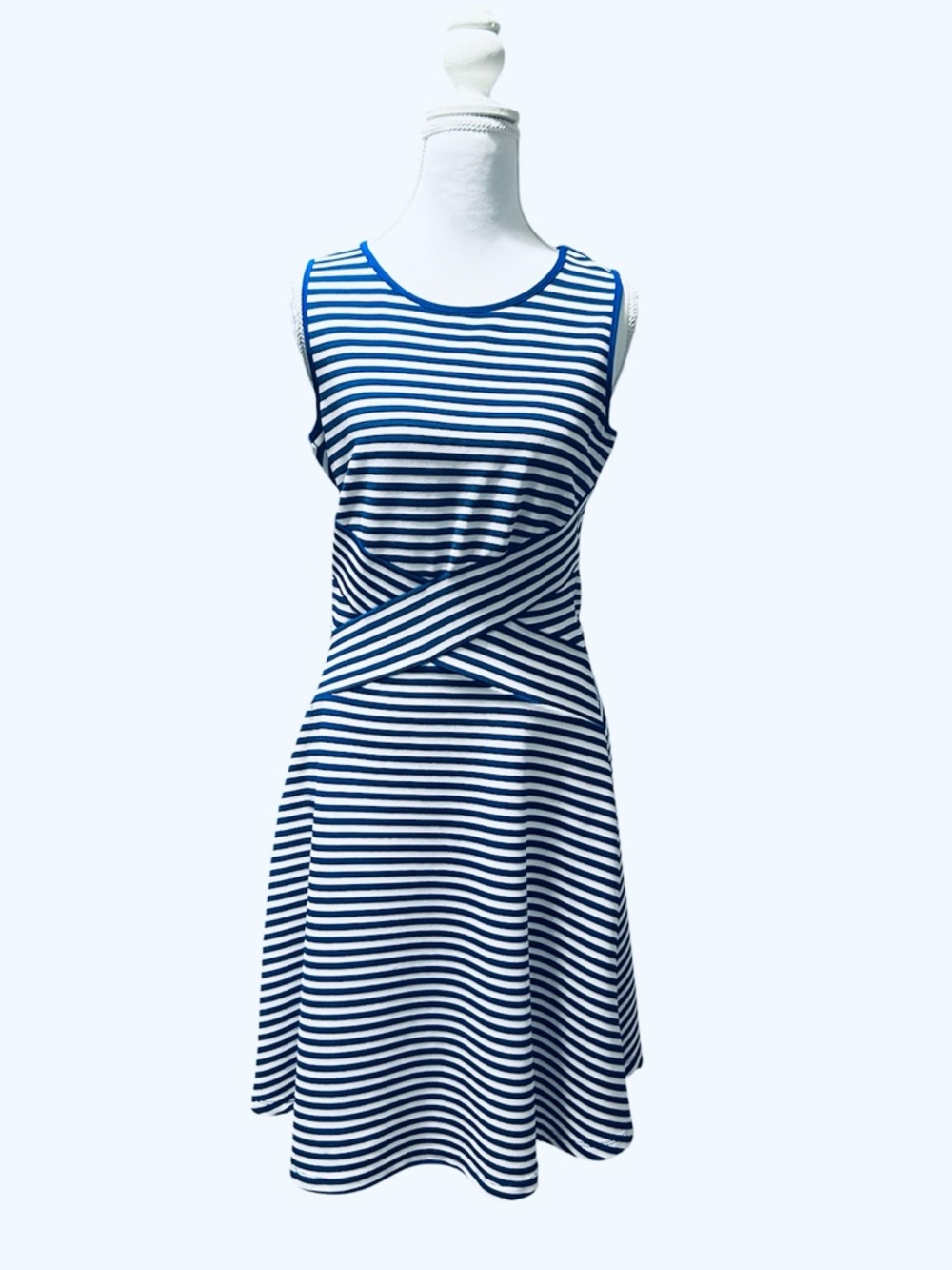 Trulli Dress Women' Navy and White Striped Sleeveless Fit-and-Flare Dress